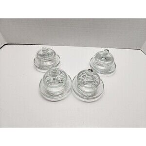 WILLIAMS SONOMA European Style Mini Clear Glass Butter Dish W/Cloche Set Of 4